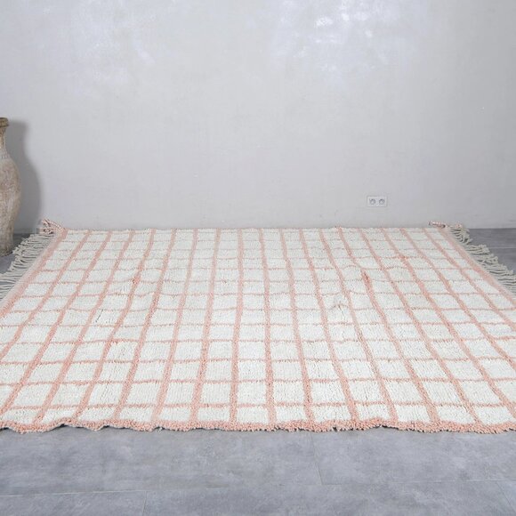 Coral Lattice - Handwoven wool rug- Authentic Craftsmanship-10ftx8ft - Picture 8 of 8